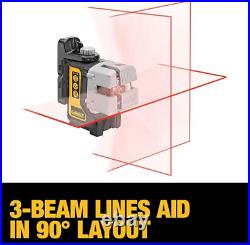 DEWALT Line Laser, Self-Leveling, Red, 3-Beam (DW089K)