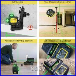 DLEADER 3D Green Laser Level 3x360 Construction 3 Plane Self Leveling Alignment