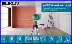 Elikliv 4D Self-leveling Laser Level 4x360 Green Beam Horizontal Vertical Tiling