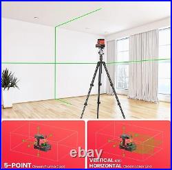 Elikliv 5-Point 2 line Self-Leveling Laser Level 200ft Green Laser Indoor/Outdoo