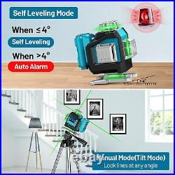 Elikliv Green Self-leveling Laser Level 4D 16 Line 360 Horizontal Vertical 200Ft