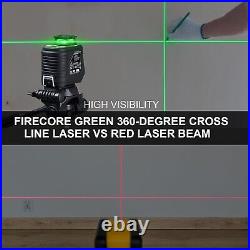 Firecore 360° Self Leveling Cross Line Laser Level with Tripod and Compatib