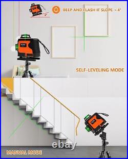 HILDA 4x360°Laser Level Self Leveling with Alarm, 16 Lines Green Line Laser, 2x