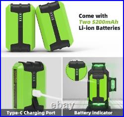 HUEPAR 360 Laser Level 16 Lines Green +2 Li-ion Batteries +Hard Carry +Detector