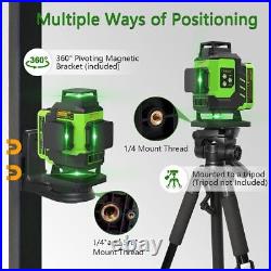 HUEPAR 360 Laser Level 16 Lines Green +2 Li-ion Batteries +Hard Carry +Detector