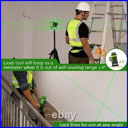 HUEPAR 360 Laser Level 16 Lines Green +2 Li-ion Batteries +Hard Carry +Detector