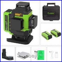 HUEPAR 360 Laser Level 16 Lines Green +2 Li-ion Batteries +Hard Carry +Detector