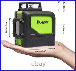 Huepar 901CG Self-Leveling Laser Level, 360 Green Beam Cross Line Laser Tool, Al
