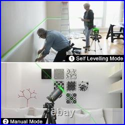 Huepar Green Beam 3D Cross Line Laser Level Self-Leveling Vertical & Horizontal