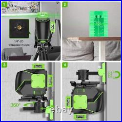 Huepar Laser Level Green Beam 4X360 4D with Pulse Mode Triple Power Supply