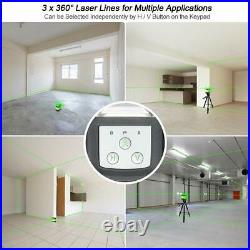 Huepar Rotary 3D Cross Line Self Leveling Laser Level 3360 12 lines + Receiver