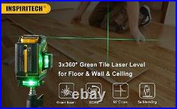 INSPIRITECH 3X360° Green Laser Level for Floor Wall Ceiling Alignment Leveling