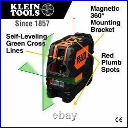 Klein Tools 93LCLG Laser Level, Self-Leveling Green Cross-Line, Red Plumb Spot