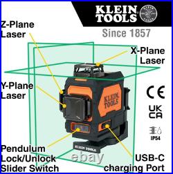 Klein Tools 93PLL Self-Leveling Laser Level, Green 3X360-Deg Planes, Rechargeabl