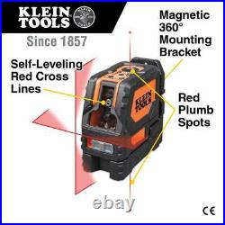 Klein Tools Laser Level Self Leveling Cross Line Plumb Spot Magnetic Mount Case
