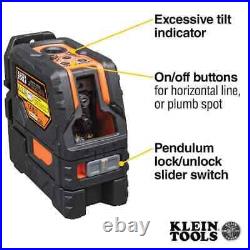 Klein Tools Laser Level Self-Leveling Red Cross-Line Level Red Plumb Spot 93LCLS