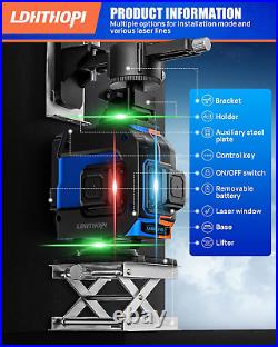 LDHTHOPI 4D Laser Level 360 Self Leveling, 16 Lines Red/Green/Blue Cross Laser