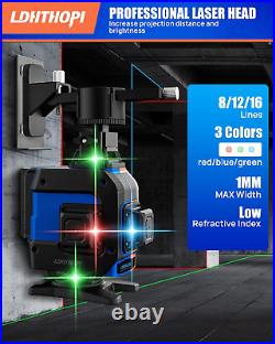 LDHTHOPI 4D Laser Level 360 Self Leveling, 16 Lines Red/Green/Blue Cross Laser