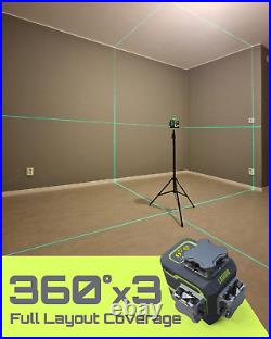 LG-3D Laser Level Self Leveling 3X360°, 3D Green Beam Cross Line Laser for Const
