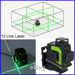 Laser Level 12 Line Green Self Leveling 3D 360° Rotary Cross Measure Tool NEW