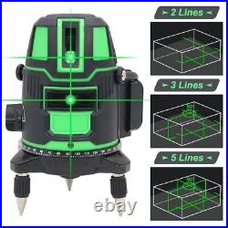 Laser Level 2-5 Cross Lines Green Radius Alternating Self-Leveling 360 Rotatable