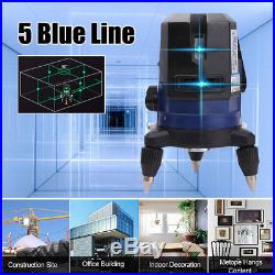 Laser Level 5 Line Blue Self Leveling Outdoor 360° Rotary Cross Measure Tool