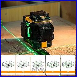 Laser Level Green, 3X360° Laser Level, 3D Lines Laser 98Ft/30M Up to 196Ft/60M