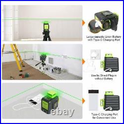 Laser level 360 Cross Line Green Beam Self leveling Li-ion Battery +Receiver Kit