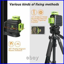 Laser level 360 Cross Line Green Beam Self leveling Li-ion Battery +Receiver Kit