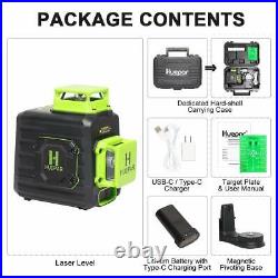 Laser level 360 Cross Line Green Beam Self leveling Li-ion Battery +Receiver Kit