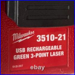 Milwaukee 3510-21 USB Rechargeable Green 3-Point Laser Kit