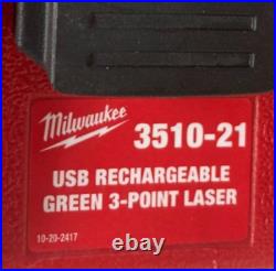 Milwaukee 3510-21 USB Rechargeable Green 3-Point Laser Kit