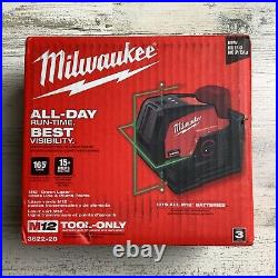Milwaukee 3622-20 M12 Green Laser Cross Line & Plumb Point New Tool Only