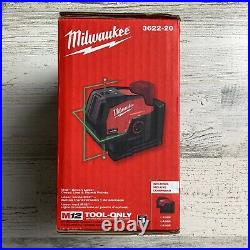 Milwaukee 3622-20 M12 Green Laser Cross Line & Plumb Point New Tool Only