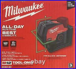 Milwaukee 3622-20 M12 Green Laser Level Red/Black NEW SEALED IN BOX