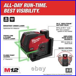 Milwaukee 3622-21 M12 Green Cross Line & Plumb Points Laser Kit (3 Ah) New