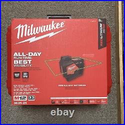 Milwaukee 3631-21 M12 12V 360 Single Plane Green Laser Level Kit Brand New