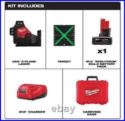 Milwaukee Tool 3632-21 M12 Green 360-Degree 3-Plane Laser Kit