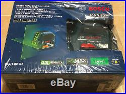 NEW Bosch 100 ft Self Leveling Cross Line Laser with VisiMax Green Beam GLL100GX