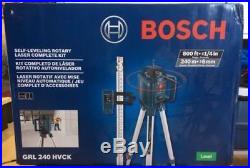 NEW Bosch Self-Leveling Rotary Laser/Level Kit 800 ft 5 Piece Tool GRL 240 HVCK