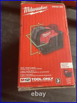 NEW Milwaukee M12 Green 125 ft. Cross Line and Laser Level (Tool-Only) 3622-20