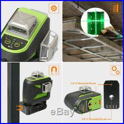 New 3D 12 Cross Green Line Rotary Laser Level Self Leveling 4°±1° + Target Plate