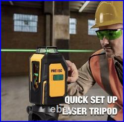 PREXISO 360° Laser Level with Tripod, 100Ft Self Leveling Cross Line Laser