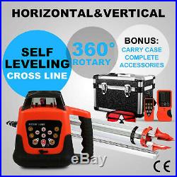 Rotary Red Laser Level + Tripod + Staff Self Leveling Construction Measuring Kit