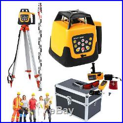 Self-Leveling 360° Rotary Laser Level Red Beam 500m Staff Tripod Googles Case