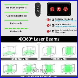 Self-Leveling Laser Level 4X360° 4D Cross Line Laser with Remote Control Green B