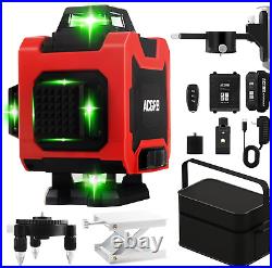 Self-Leveling Laser Level 4X360° 4D Cross Line Laser with Remote Control Green B