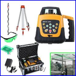 Self-leveling Green Beam Laser Level Rotating Remote Control Tripod Staff Case