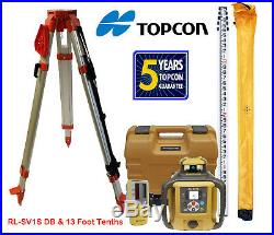Topcon RL-SV1S DB Single Slope Self-Leveling Laser Level, Tripod & Rod Tenths