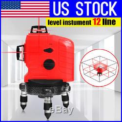 USA 3D Red 12 Line Laser Level Self Leveling 360° Vertical & Horizontal Measure